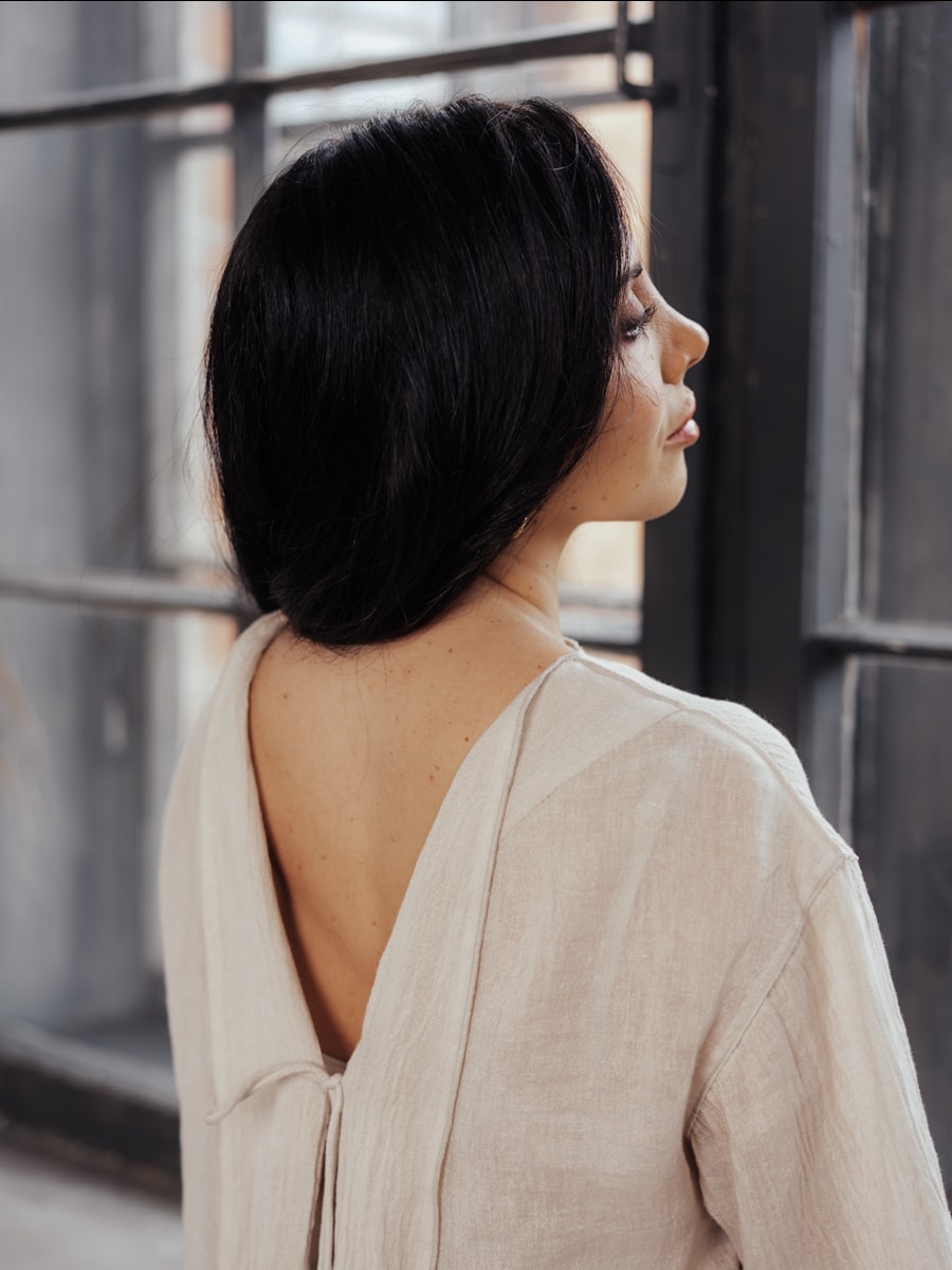 Women's Cream V-Back Cotton Blouse — view 1