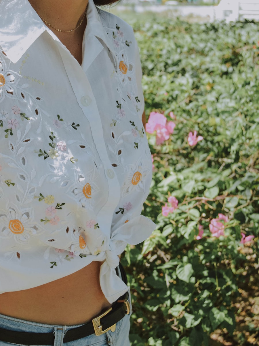 Women's Embroidered Floral Cotton Blouse — view 1