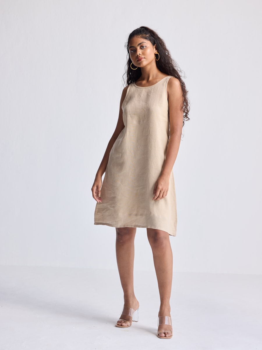 Women's Sleeveless Linen Shift Dress — view 1