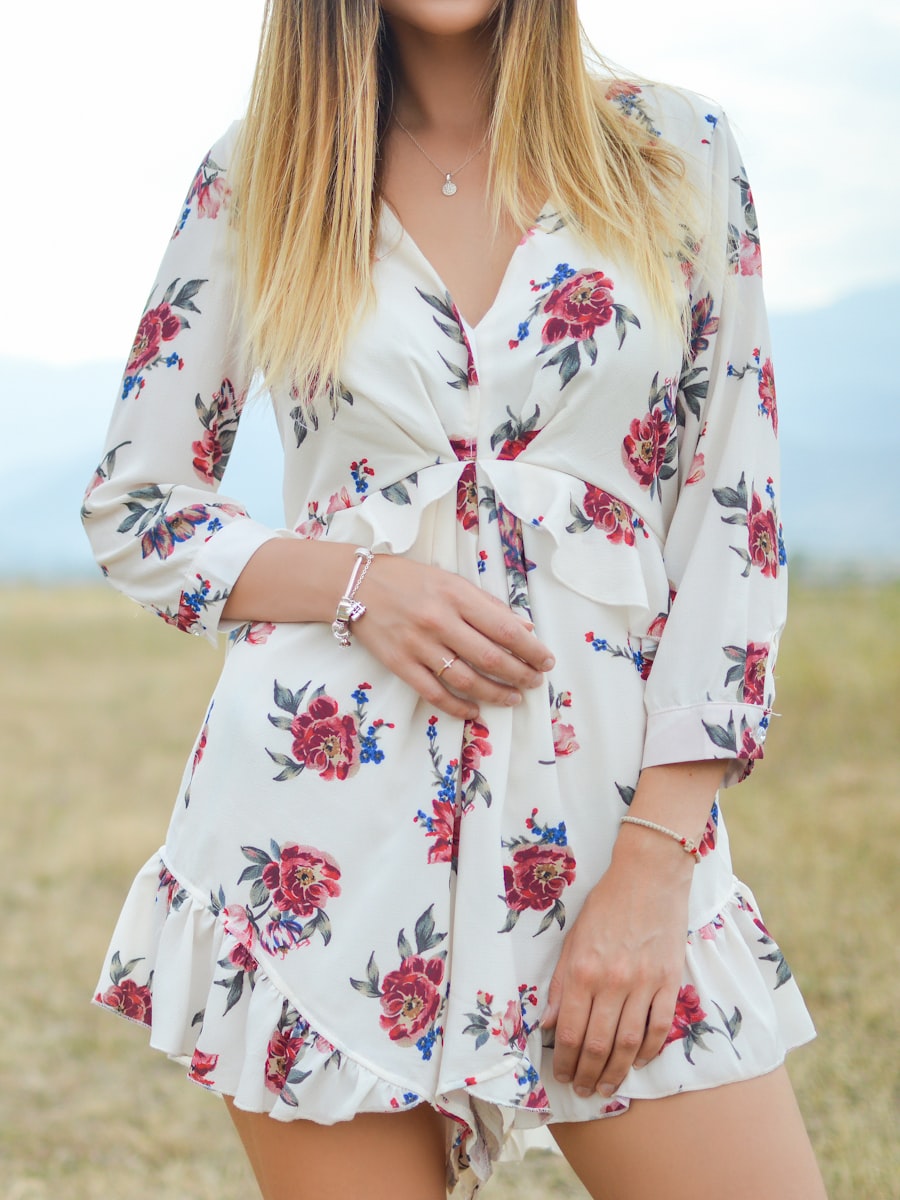 Women's White Floral Long Sleeve Dress — view 1